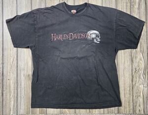 Vintage Harley-Davidson Shirt Mens Sz 2XL Distressed Faded Skull Georgia 2004